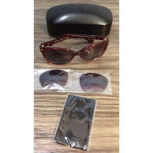 COACH HC8132 Cat Eye Sunglasses Glitter Burgundy Pink Gradient Extra Lenses Case